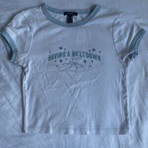 Medium Cute Summer Top Blue & White